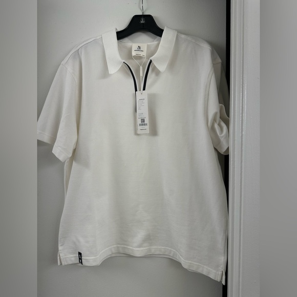 NWT $95 Magnlens Half zip Up Polo Shirt White Small S Cotton Blended Regular Fit - Picture 1 of 12